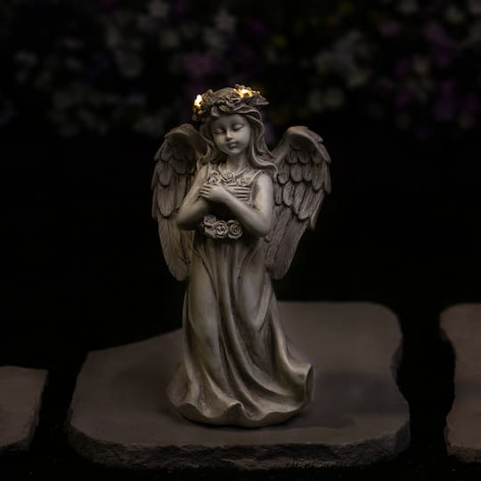 LED Lighted Standing Cherub Angel Statue - 12"
